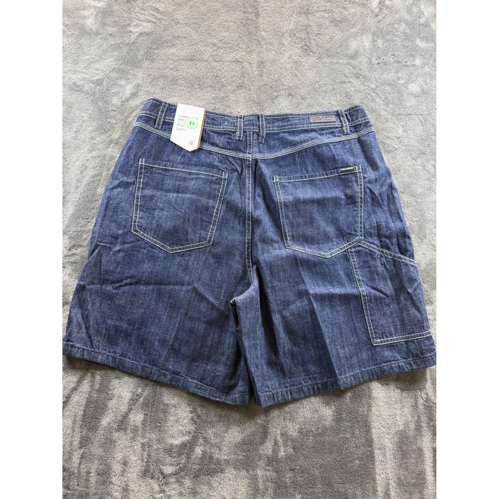 Volcom Painterly Carpenter Shorts Womens 32 Dark Wash Denim Low Rise - Picture 7 of 10